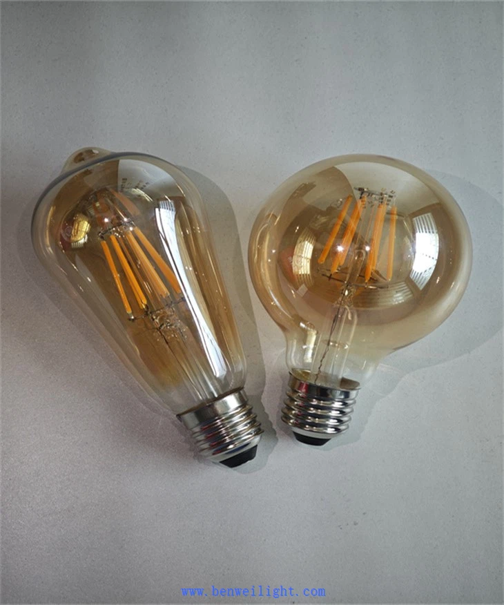 E14 G45 หลอดไฟ LED: 6W Warm White เส้นใยใส 360 องศา