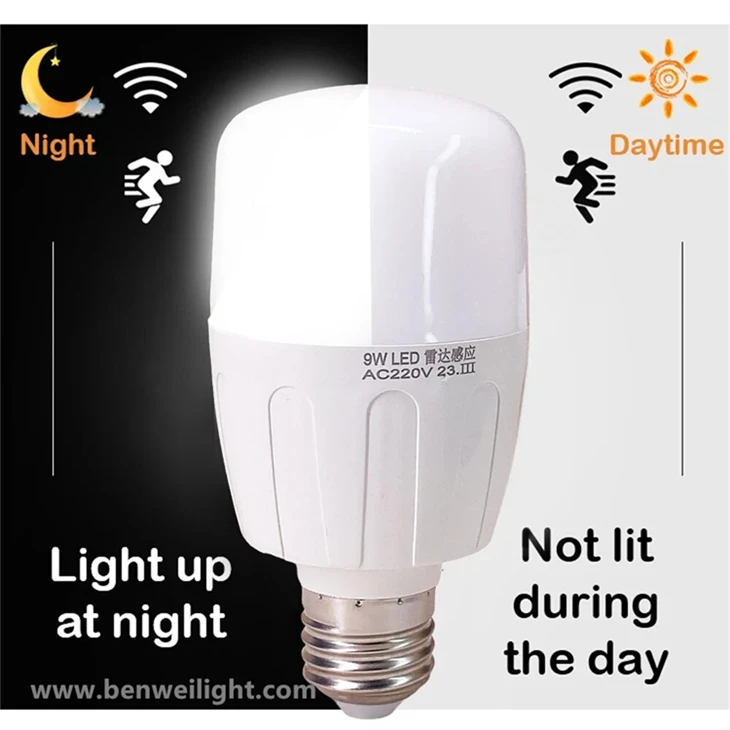 Radar Sensor LED Bulb, 5W/7W/9W Optional, E27 Screw Socket, 6000K Cool White Light high quality